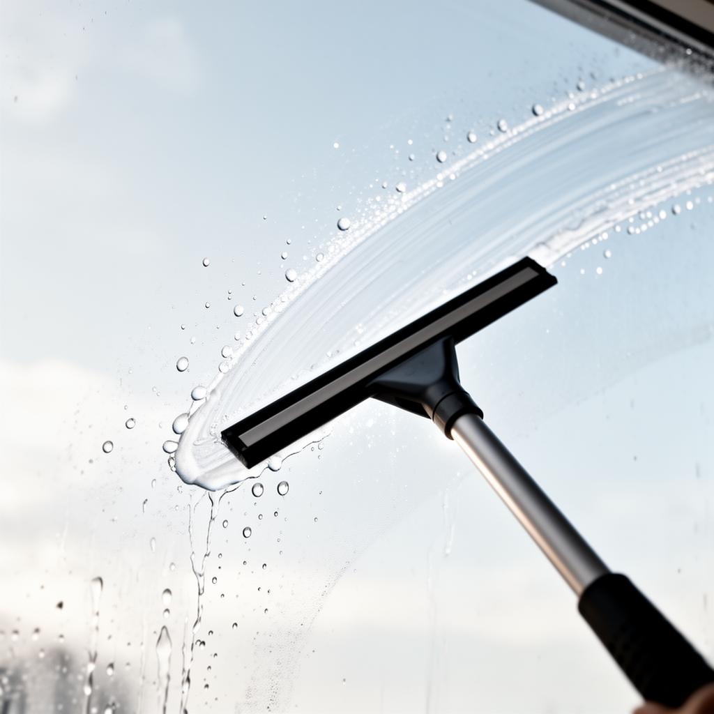 Squeegee leaving streak-free glass